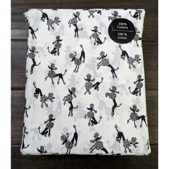 Kate Spade New York 3 Piece Twin XL Sheet Set Poodle BLACK Dog New *READ NOPAPER - Picture 1 of 4